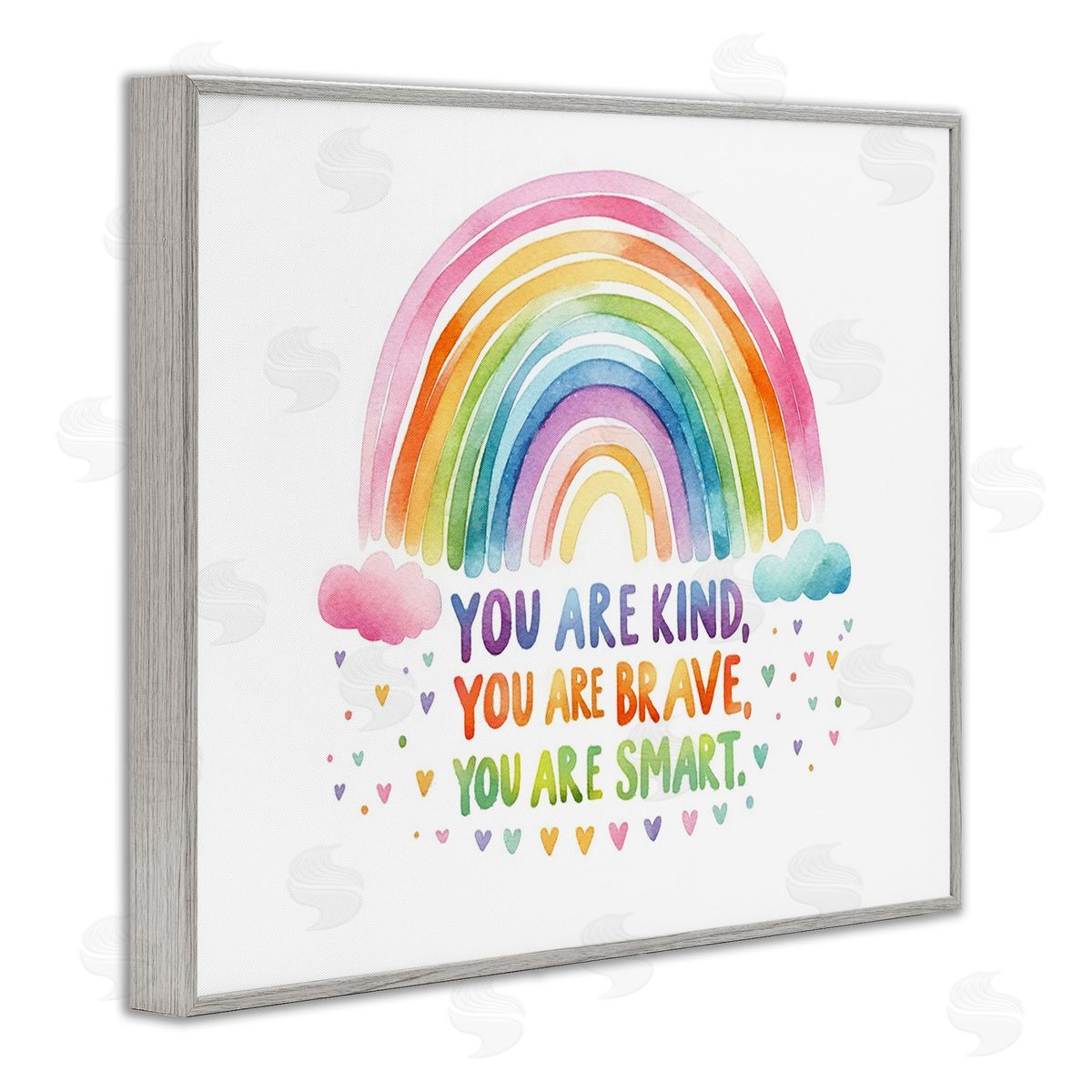 Amanda Greenwood Kind Brave Smart Rainbow Gray Framed Giclee Wall Art Print