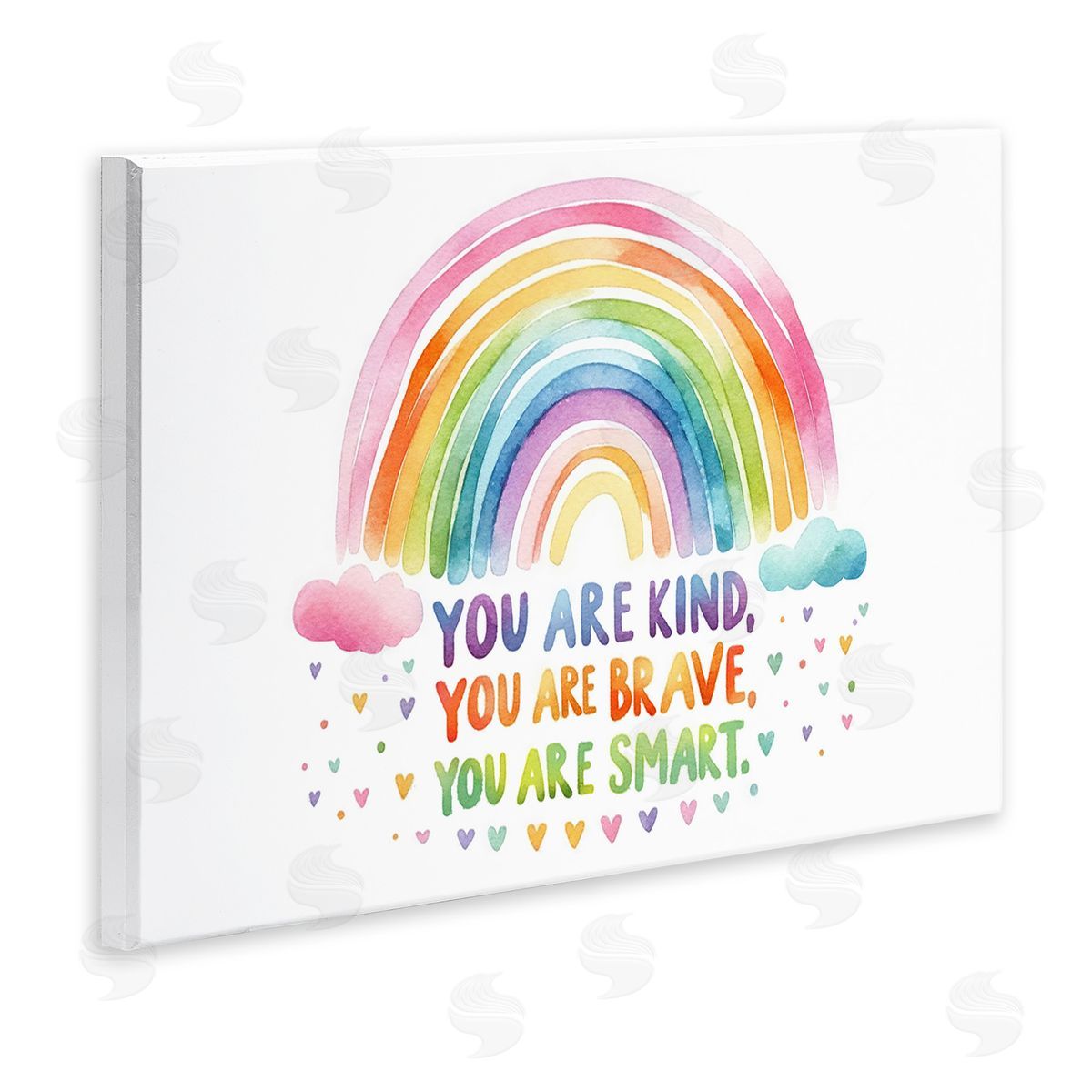 Amanda Greenwood Kind Brave Smart Rainbow Wooden Wall Plaque Art Print