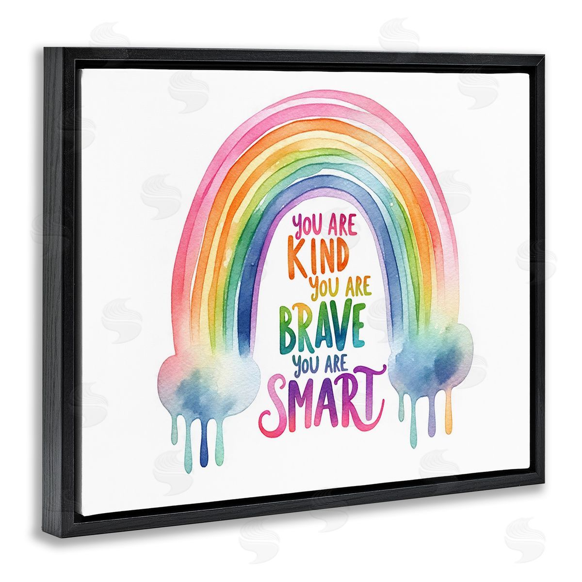 Amanda Greenwood Modern Inspirational Rainbow Black Floating Frame Canvas Wall Art Print