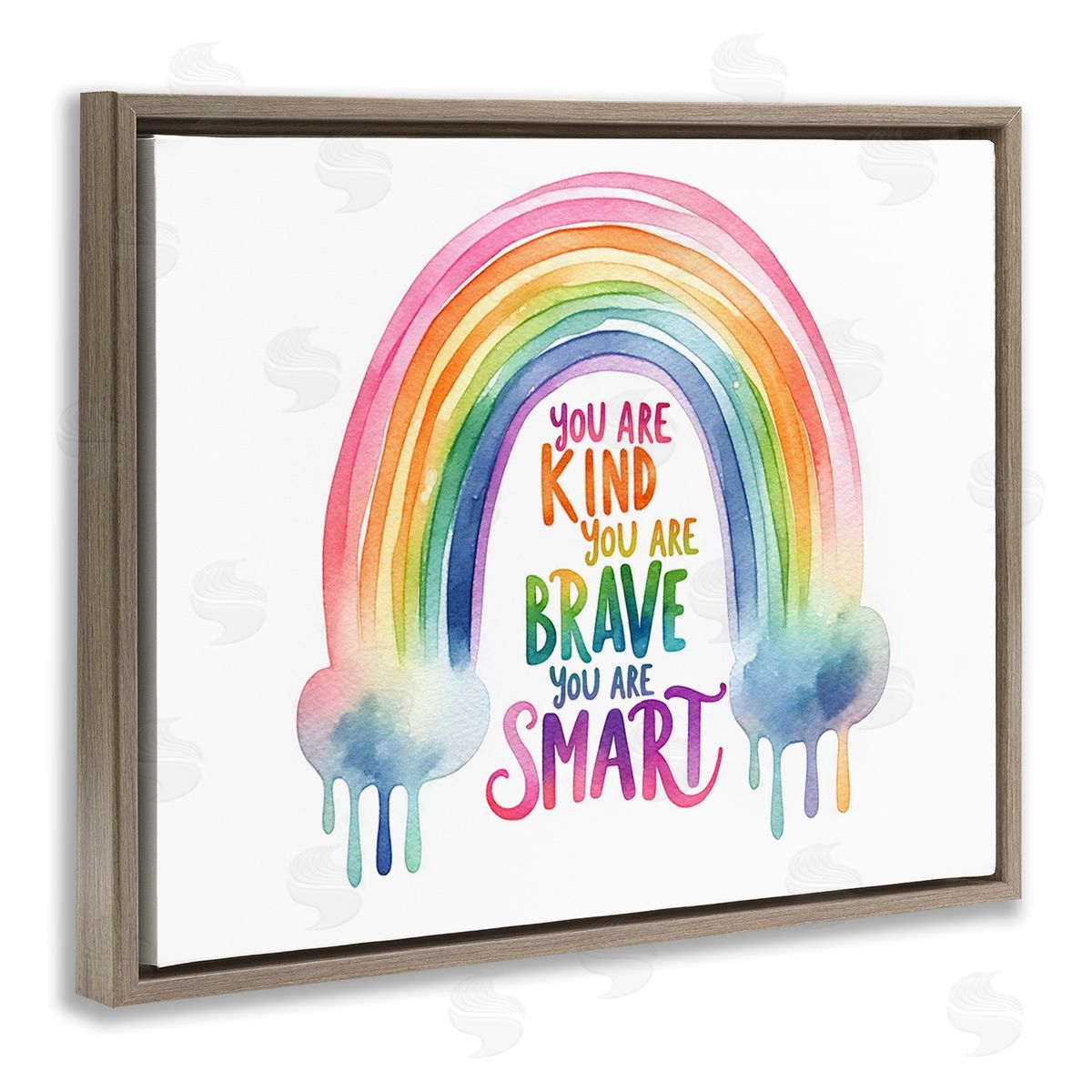 Amanda Greenwood Modern Inspirational Rainbow Brown Floating Frame Canvas Wall Art Print