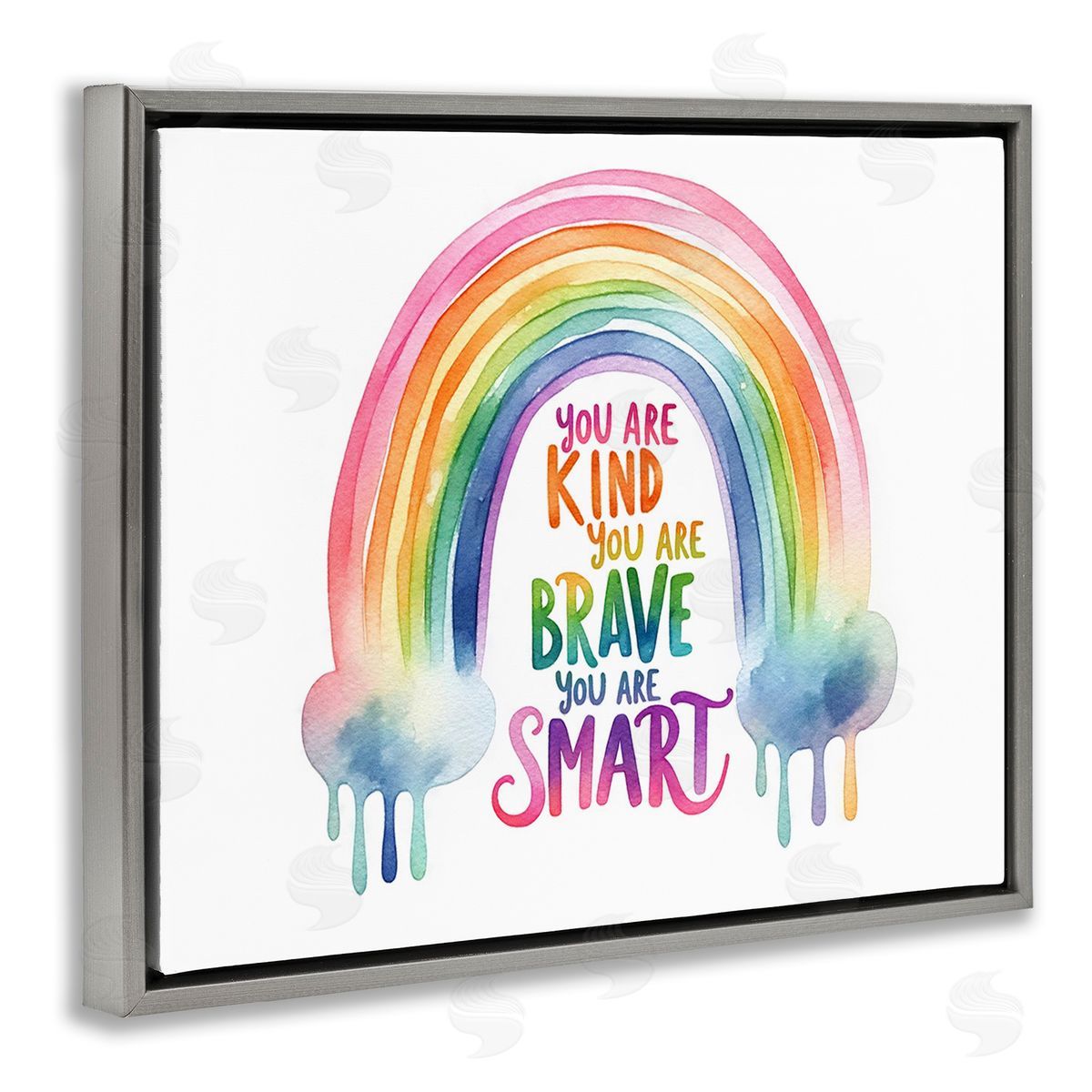 Amanda Greenwood Modern Inspirational Rainbow Gray Floating Frame Canvas Wall Art Print