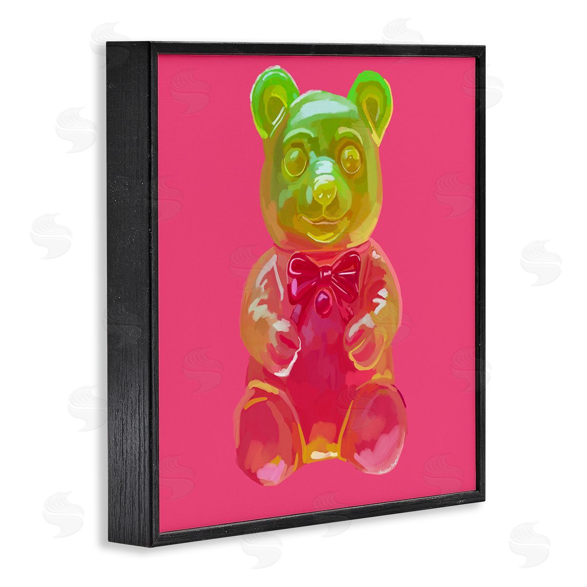 Amelia Noyes Candy Bear on Pink Black Framed Giclee Wall Art Print