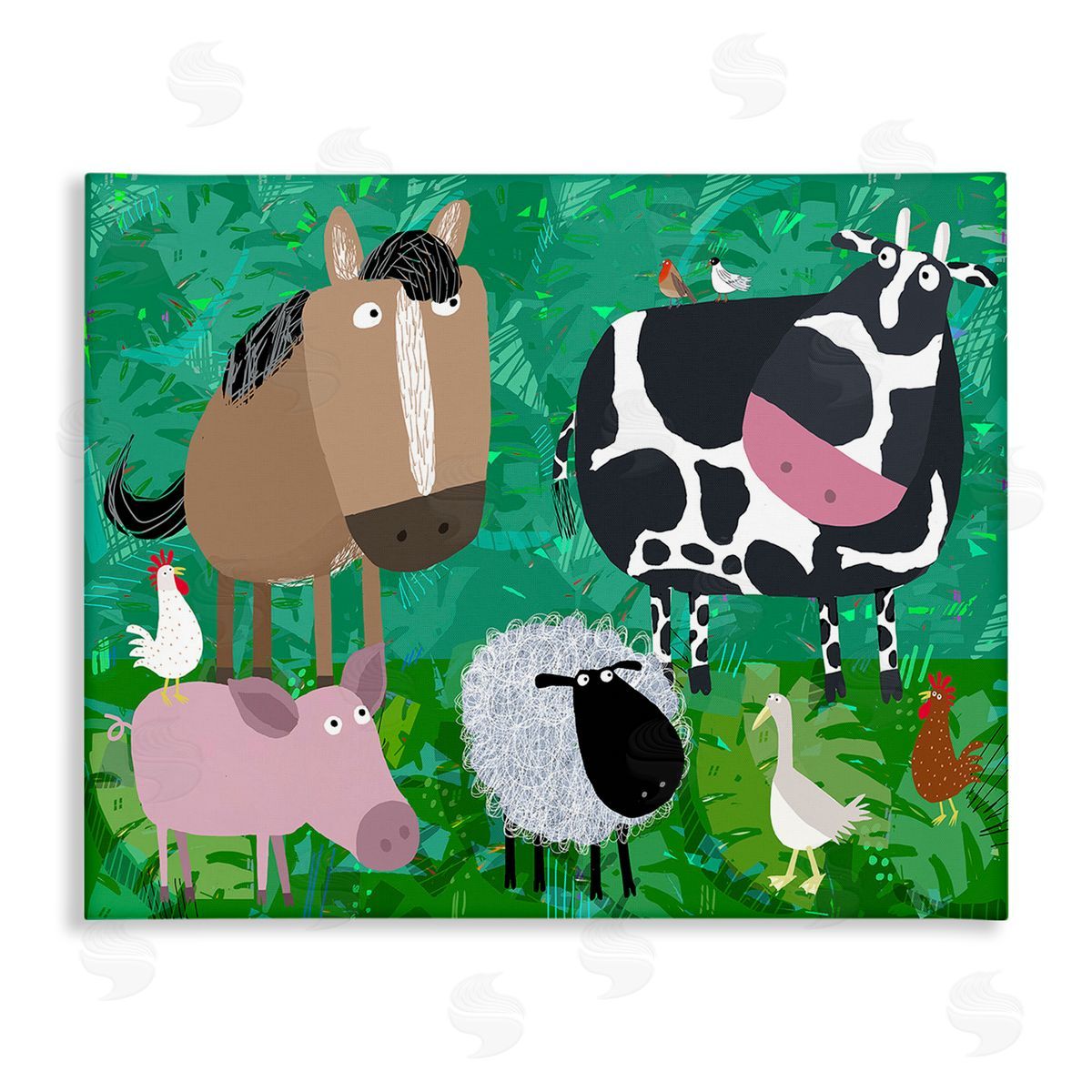 Carla Daly Farm Animals & Leaves Canvas Wall Art Print