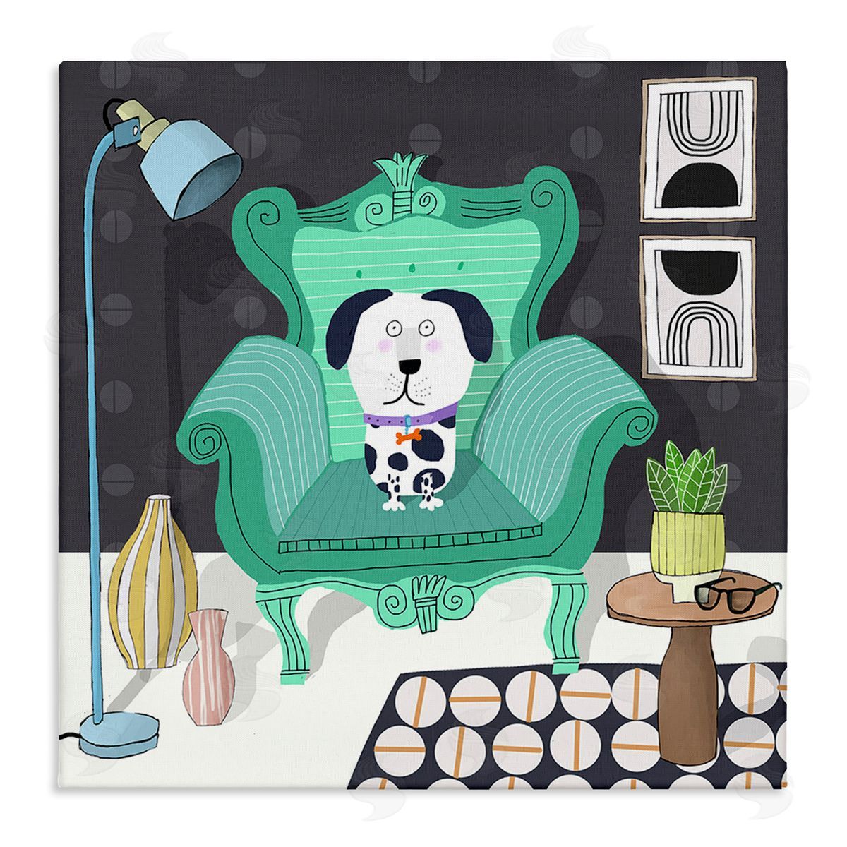 Carla Daly Dog in Modern Room Canvas Wall Art Print