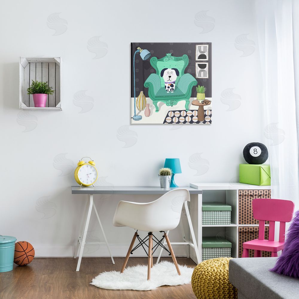 Carla Daly Dog in Modern Room Canvas Wall Art Print in Room