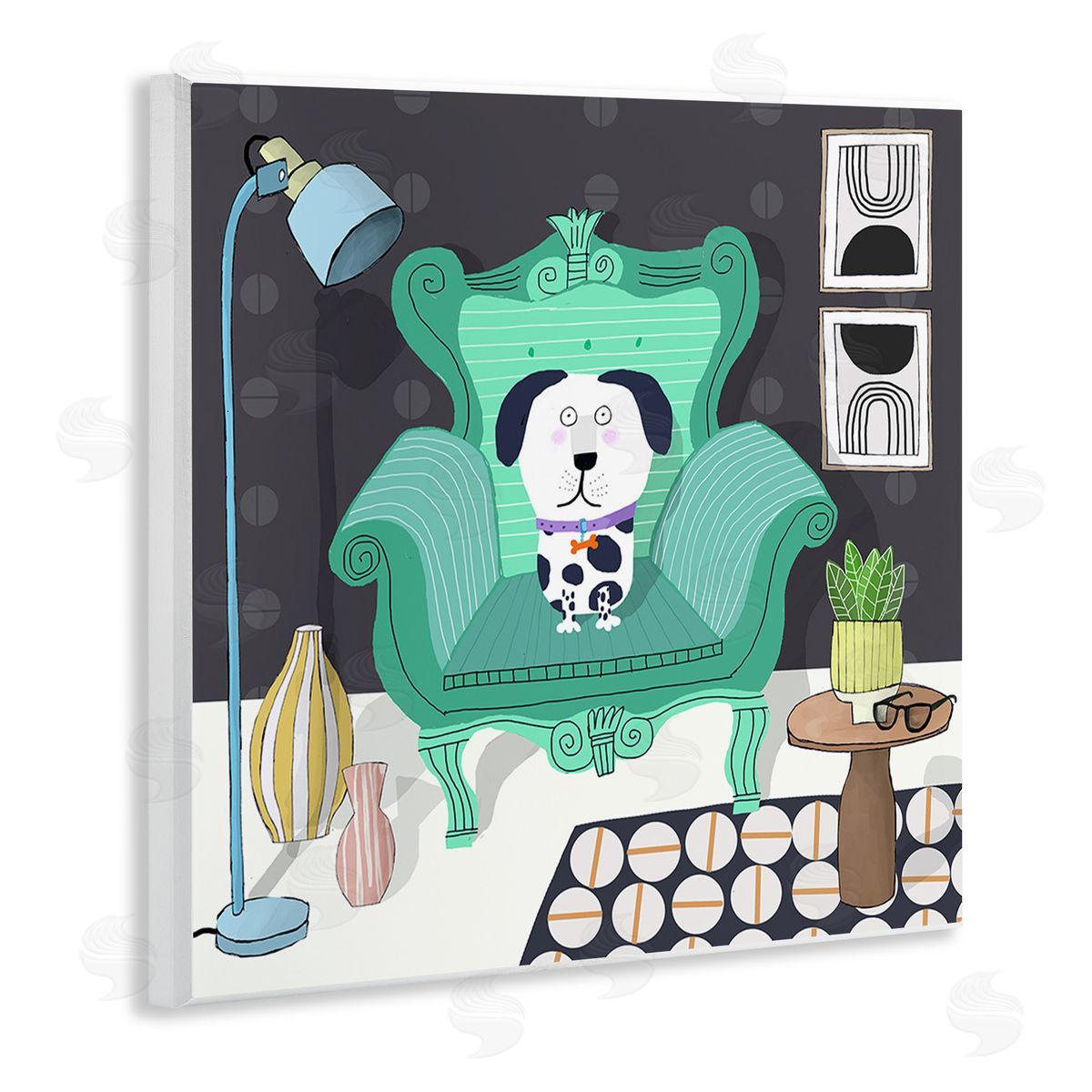 Carla Daly Dog in Modern Room Wooden Wall Plaque Art Print