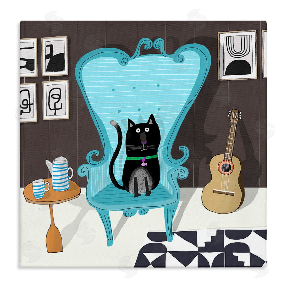 Carla Daly Cat in Modern Room Canvas Wall Art Print