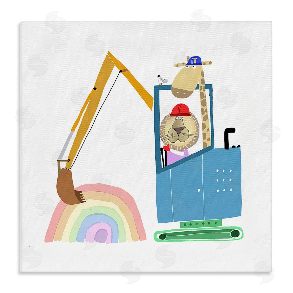 Carla Daly Animals Digging Rainbow Canvas Wall Art Print