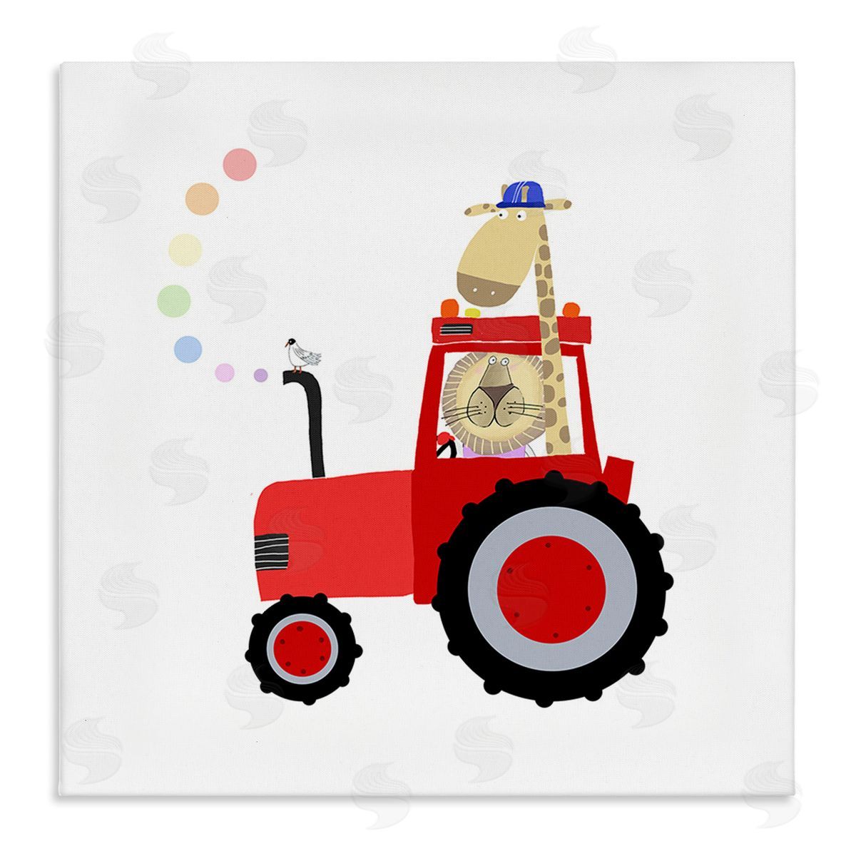 Carla Daly Animals Riding Tractor Canvas Wall Art Print