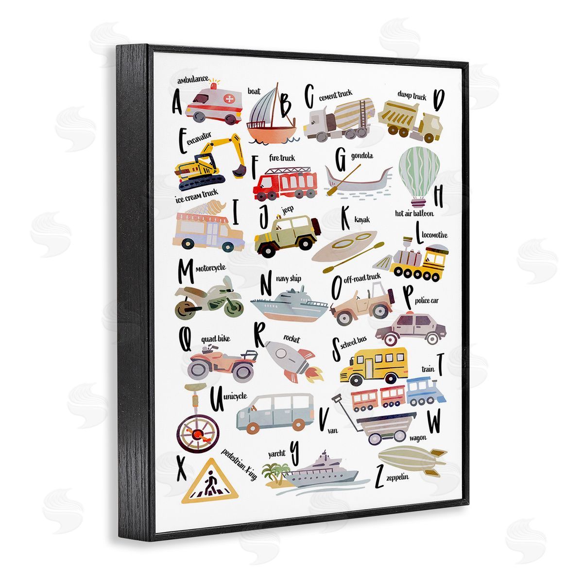 Ziwei Li Educational Automobile Alphabet Black Framed Giclee Wall Art Print