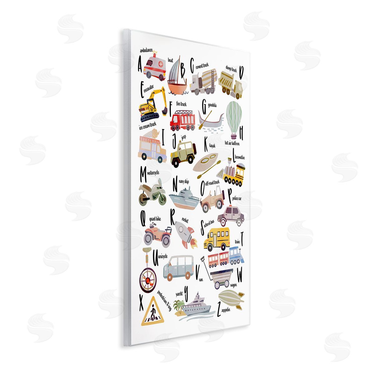 Ziwei Li Educational Automobile Alphabet Wooden Wall Plaque Art Print