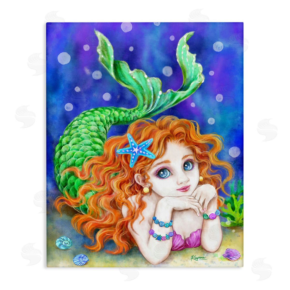 Kayomi Harai Relaxing Mermaid Underwater Canvas Wall Art Print