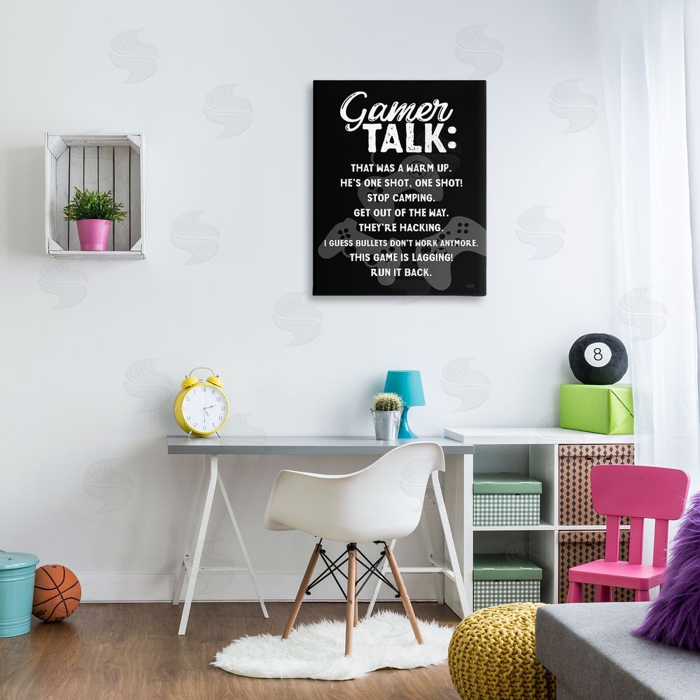 Lux + Me Designs Gamer Talk Phrases Canvas Wall Art Print in Room