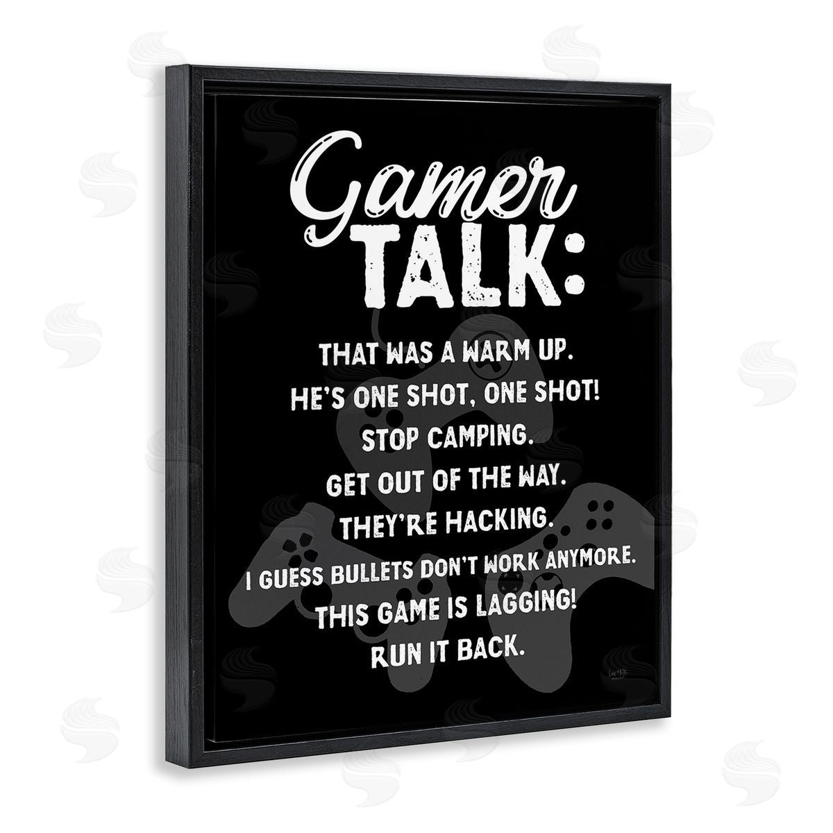 Lux + Me Designs Gamer Talk Phrases Black Floating Frame Canvas Wall Art Print