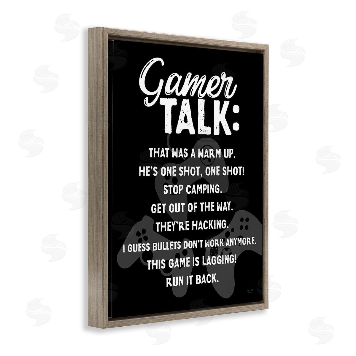 Lux + Me Designs Gamer Talk Phrases Brown Floating Frame Canvas Wall Art Print
