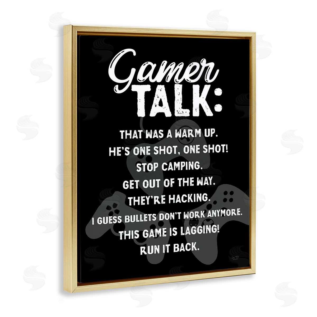 Lux + Me Designs Gamer Talk Phrases Gold Floating Frame Canvas Wall Art Print