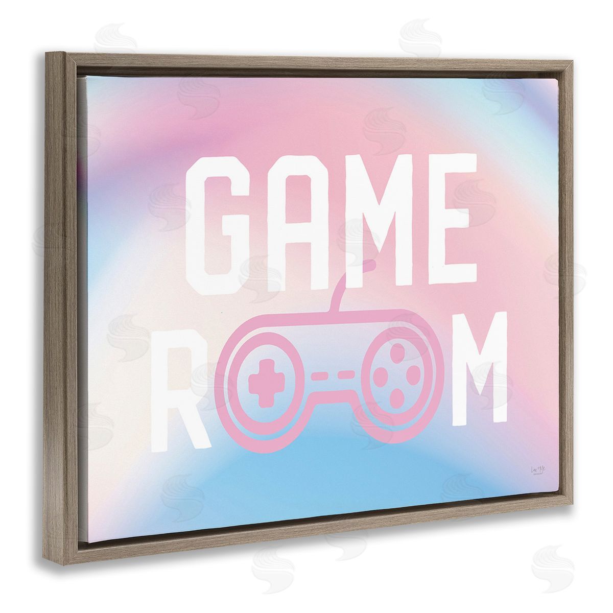 Lux + Me Designs Pastel Gamer Room Sign Brown Floating Frame Canvas Wall Art Print