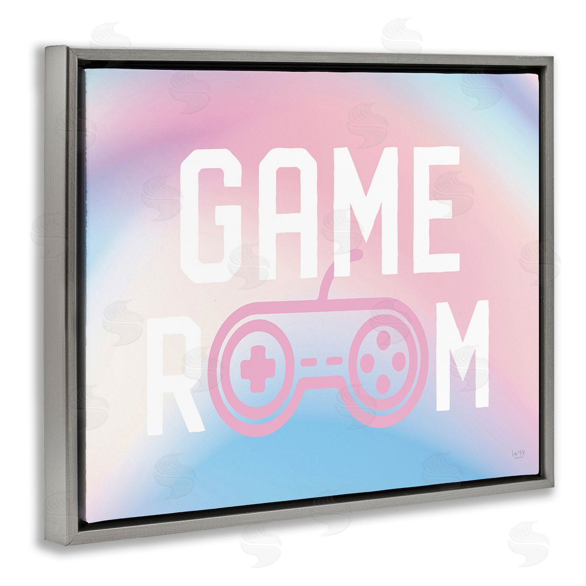 Lux + Me Designs Pastel Gamer Room Sign Gray Floating Frame Canvas Wall Art Print