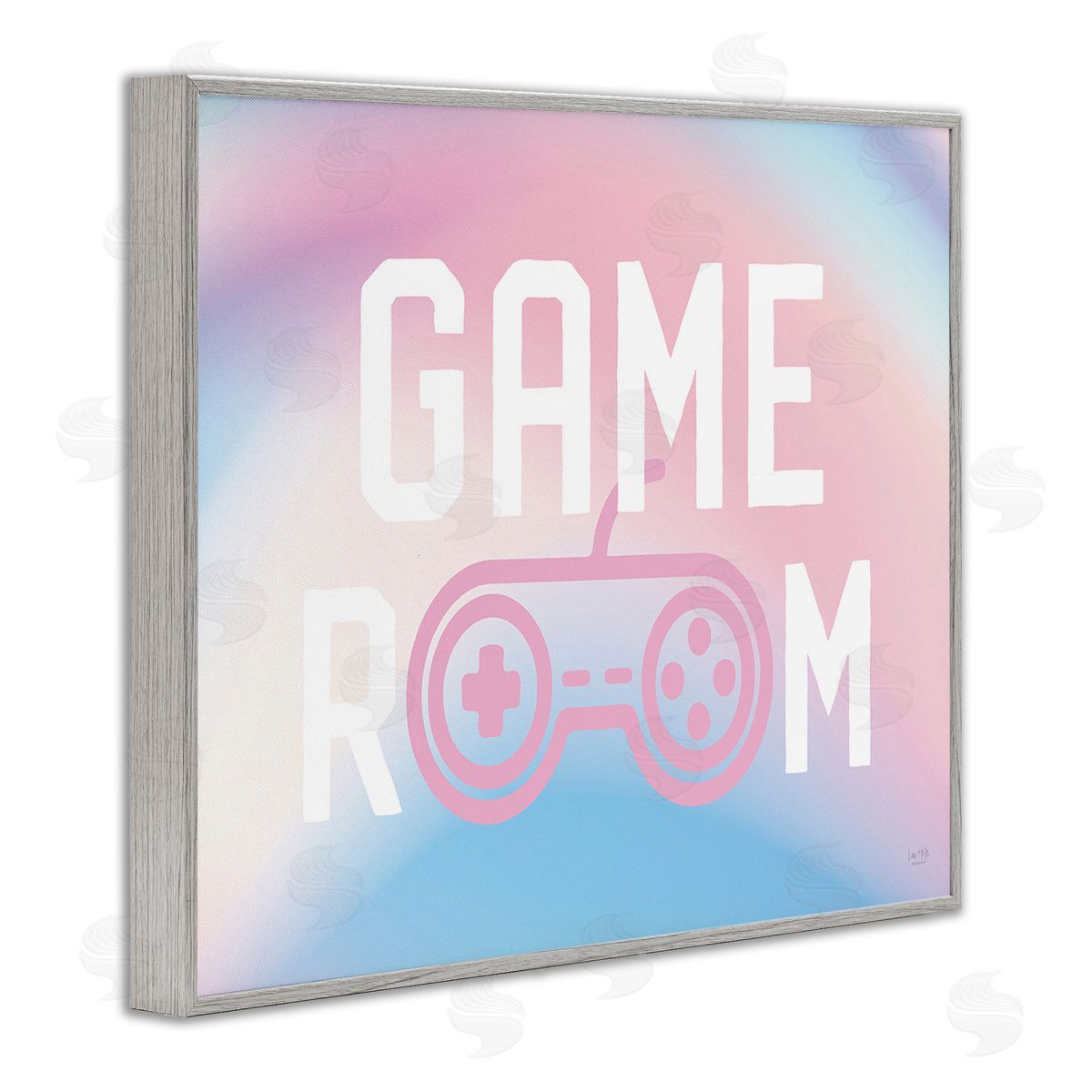 Lux + Me Designs Pastel Gamer Room Sign Gray Framed Giclee Wall Art Print