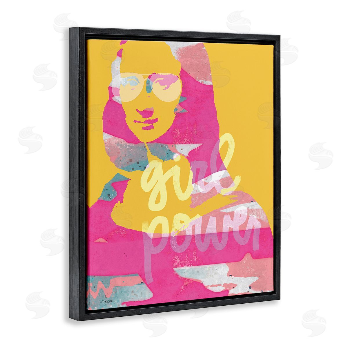 Molly Mattin Girl Power Abstract Face Black Floating Frame Canvas Wall Art Print