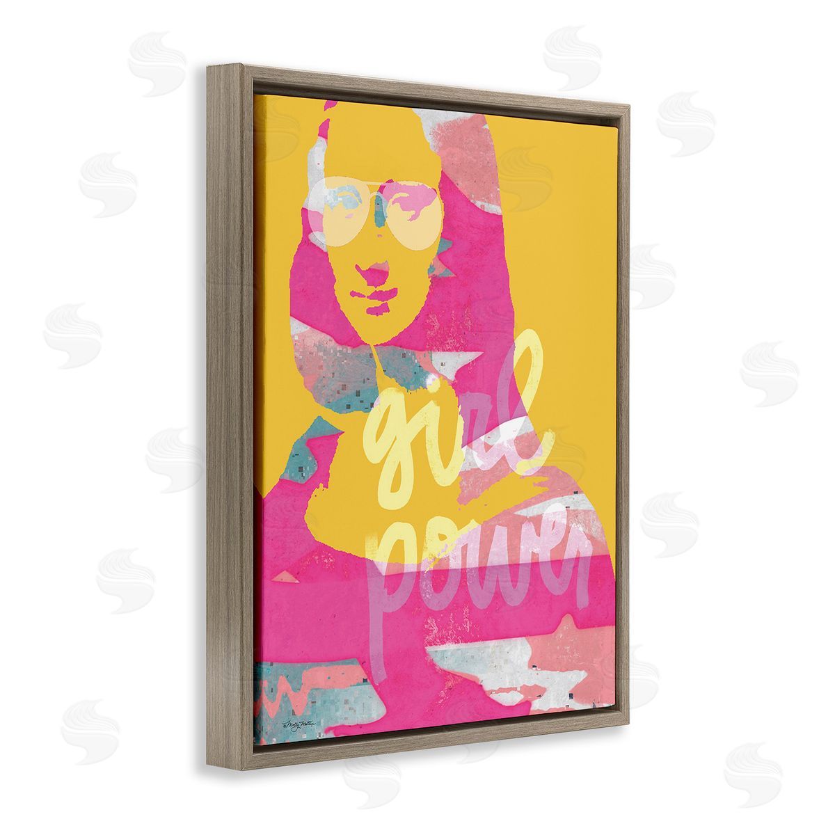 Molly Mattin Girl Power Abstract Face Brown Floating Frame Canvas Wall Art Print