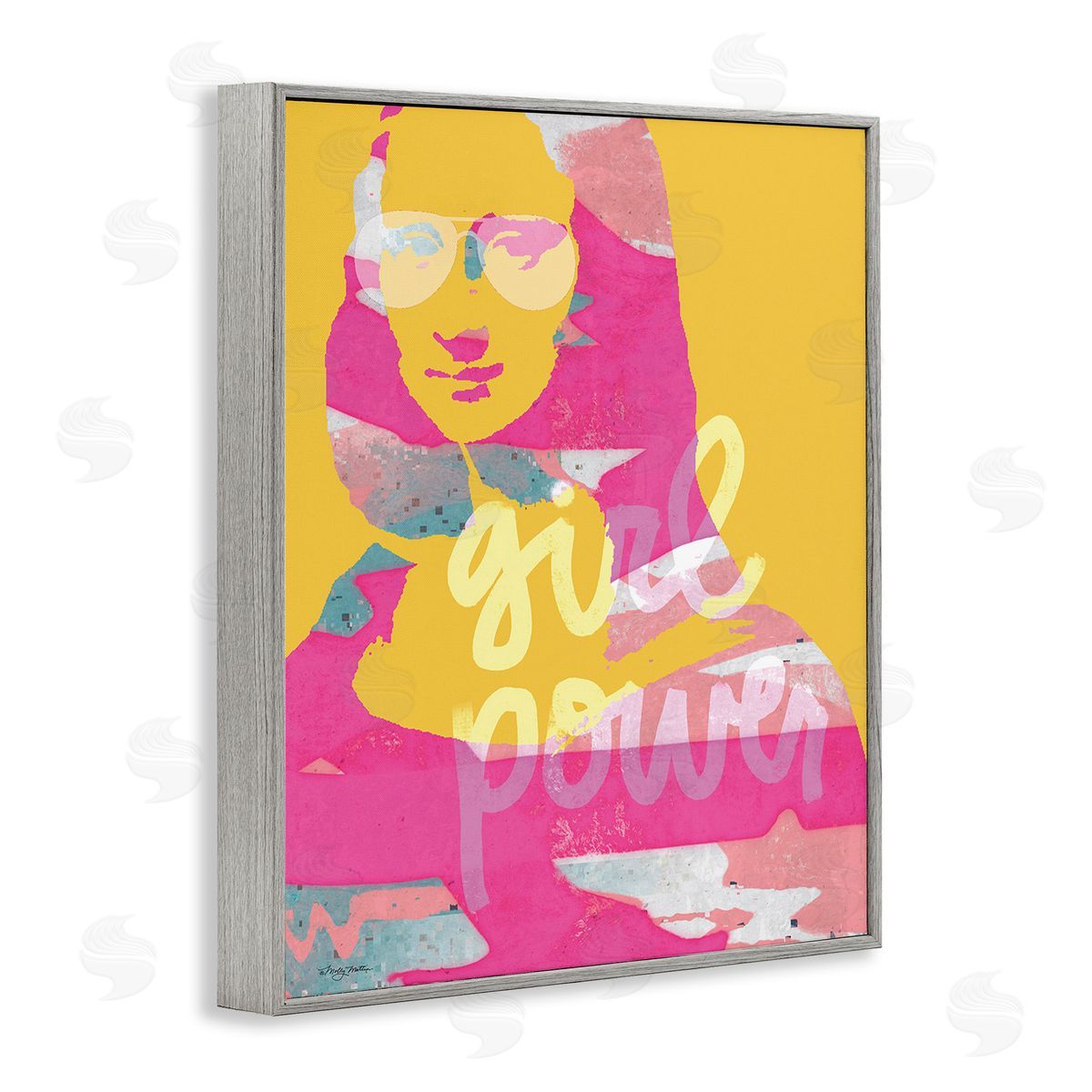 Molly Mattin Girl Power Abstract Face Gray Framed Giclee Wall Art Print