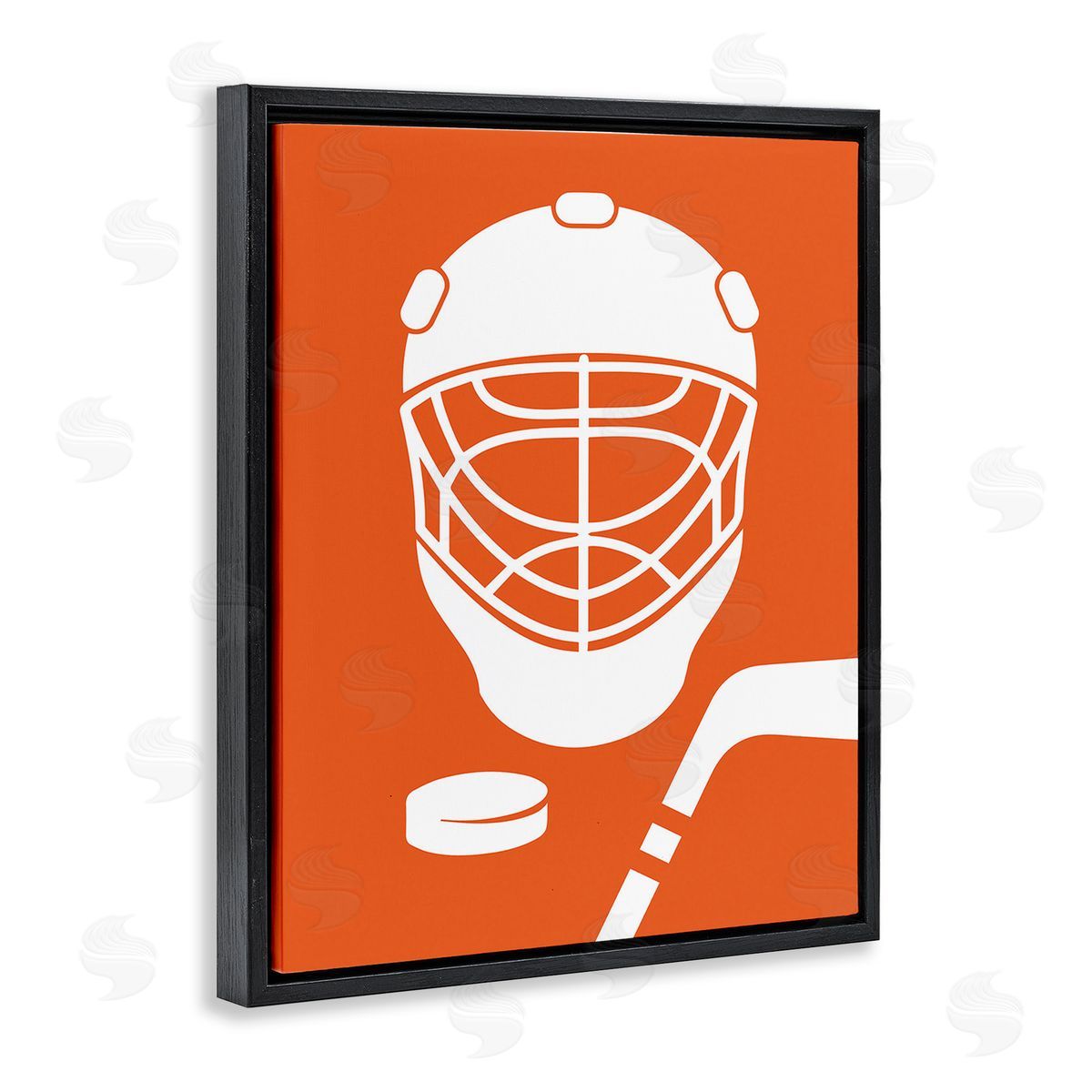 Melody Hogan Minimal Ice Hockey Gear Black Floating Frame Canvas Wall Art Print