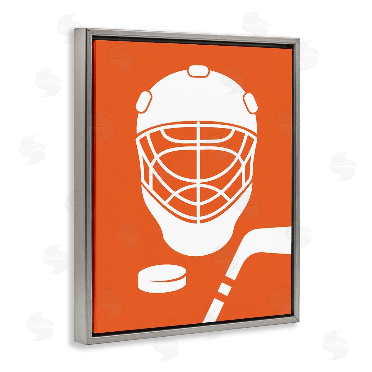 Melody Hogan Minimal Ice Hockey Gear Gray Floating Frame Canvas Wall Art Print