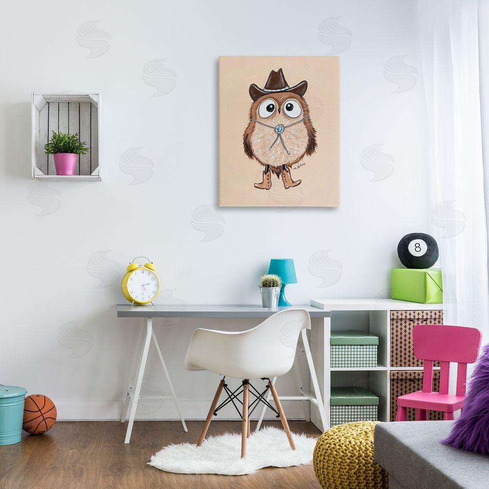 Michelle Gilsey Southwestern Cowboy Owl Canvas Wall Art Print in Room