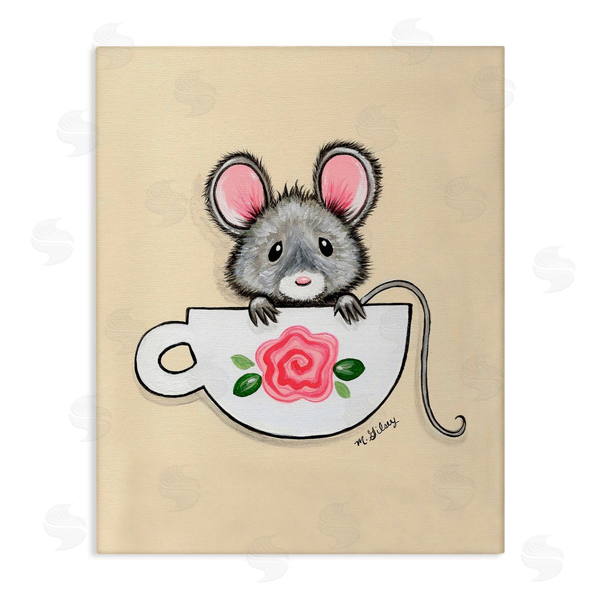Michelle Gilsey Mouse in Teacup Canvas Wall Art Print