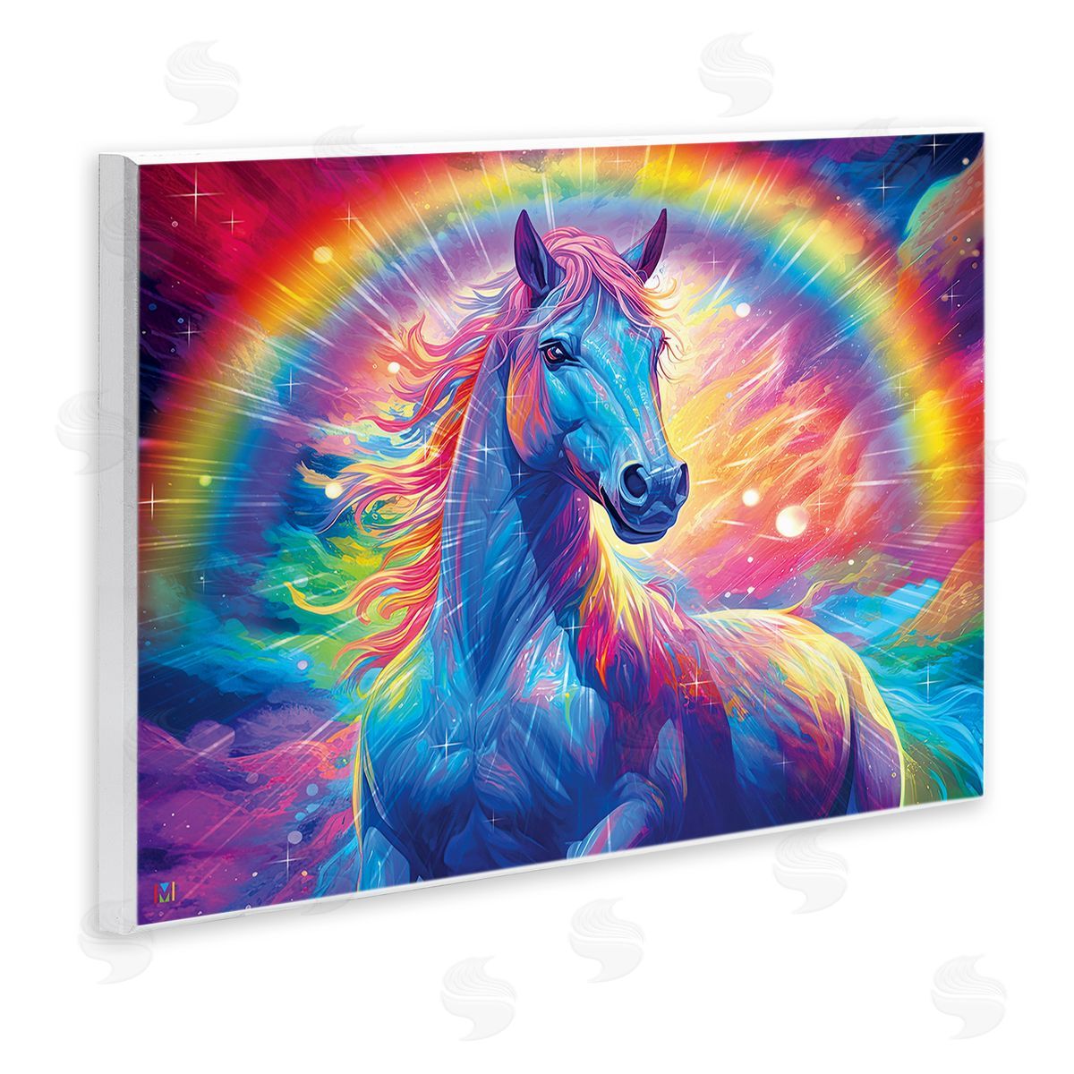 Michael David Ward Vivid Rainbow Horse Wooden Wall Plaque Art Print