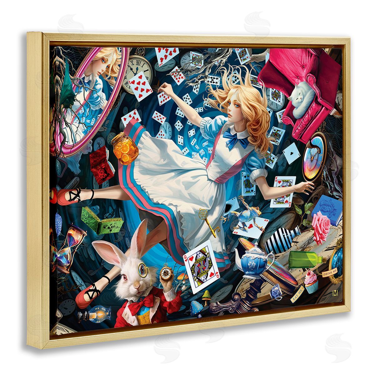 Michael David Ward Storybook Tale Collage Gold Floating Frame Canvas Wall Art Print