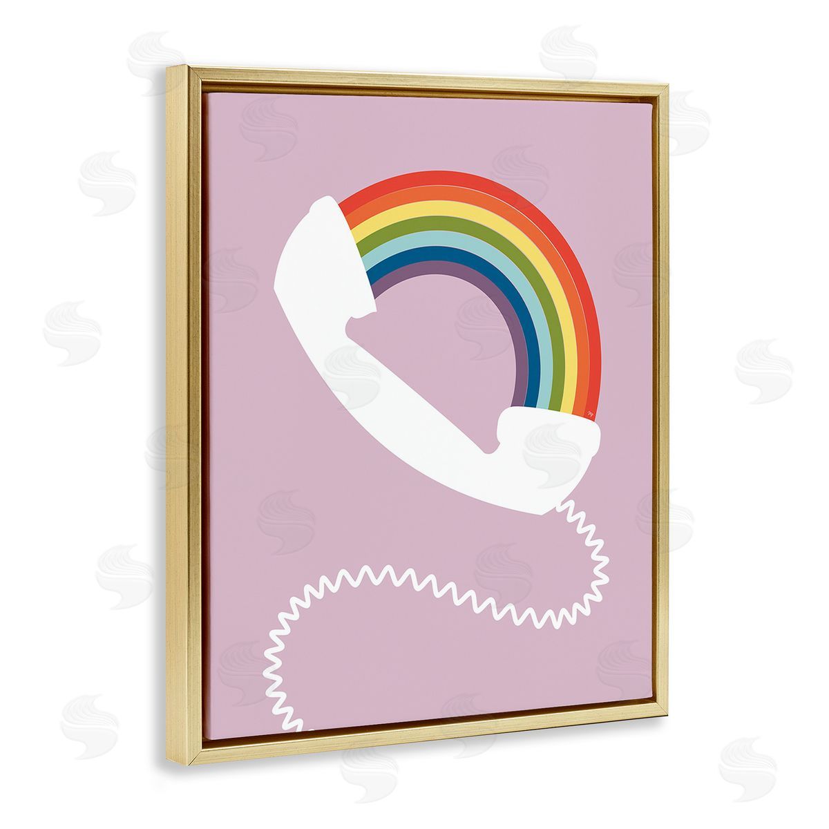 Martina Pavlova Modern Rainbow Telephone Gold Floating Frame Canvas Wall Art Print