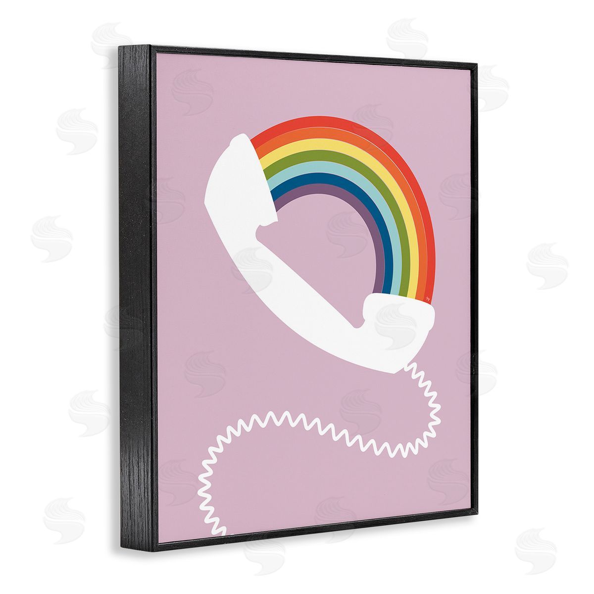 Martina Pavlova Modern Rainbow Telephone Black Framed Giclee Wall Art Print