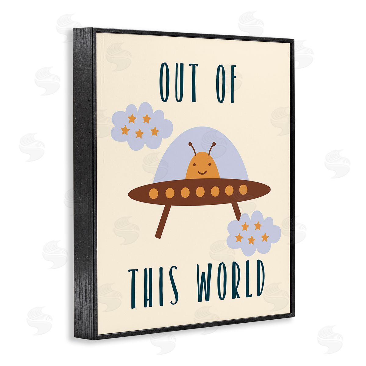 Stupell Studio Alien Spaceship Phrase Black Framed Giclee Wall Art Print