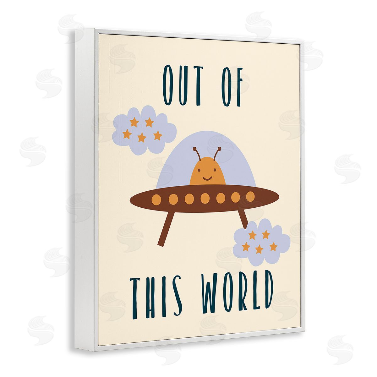 Stupell Studio Alien Spaceship Phrase White Framed Giclee Wall Art Print