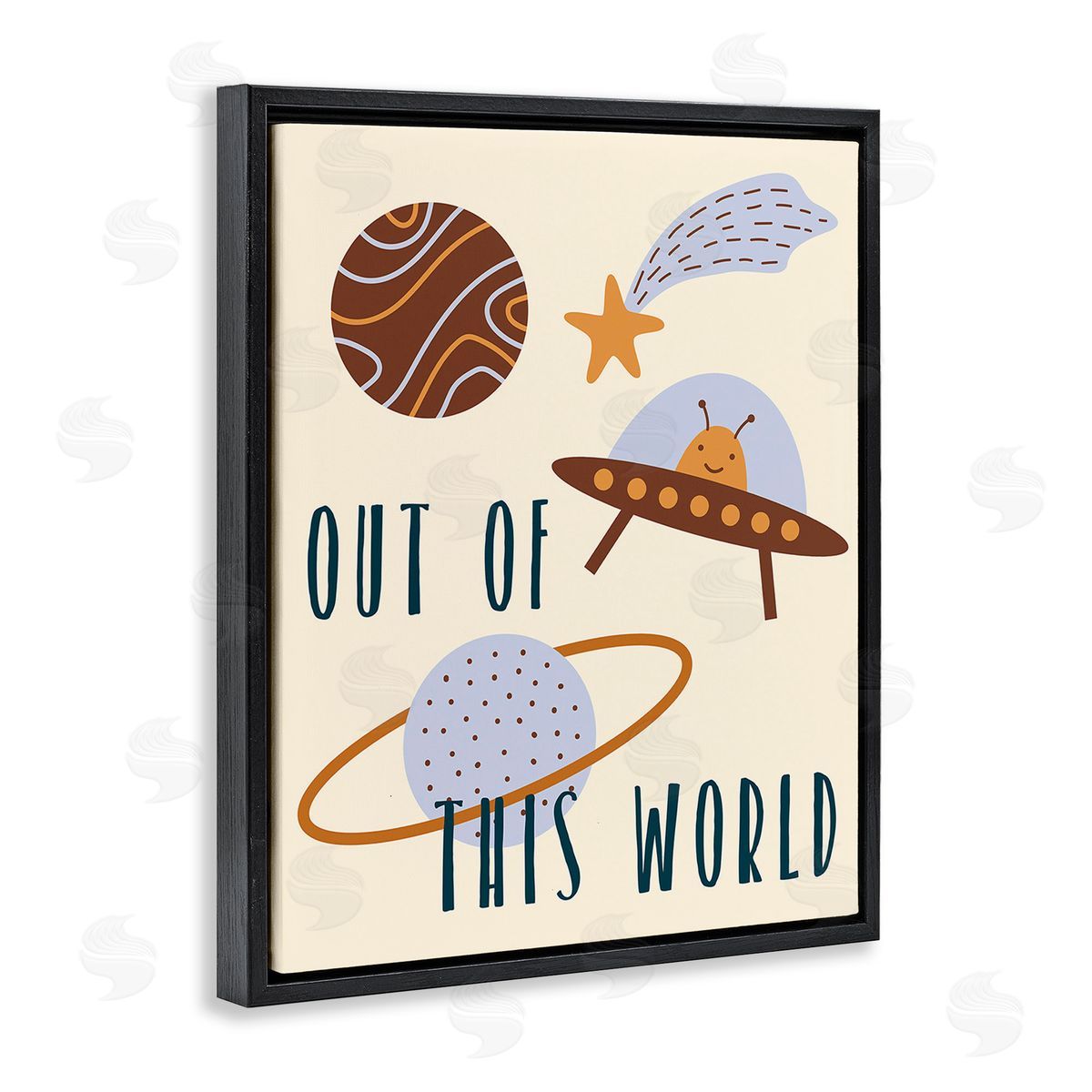 Stupell Studio Out Of This World Alien Black Floating Frame Canvas Wall Art Print
