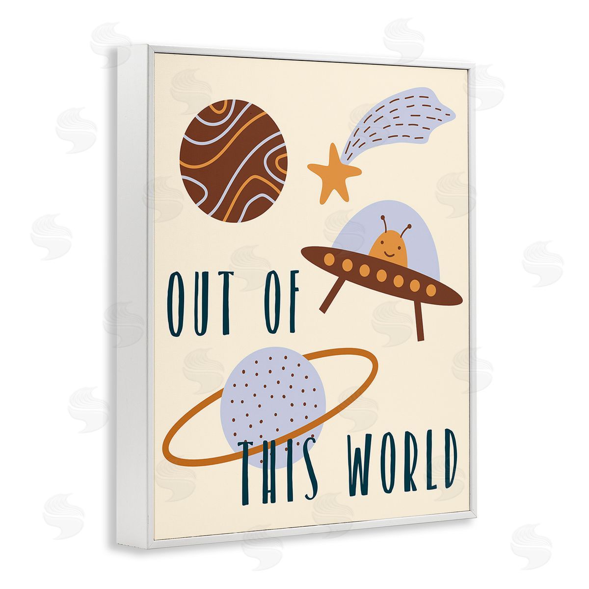 Stupell Studio Out Of This World Alien White Framed Giclee Wall Art Print