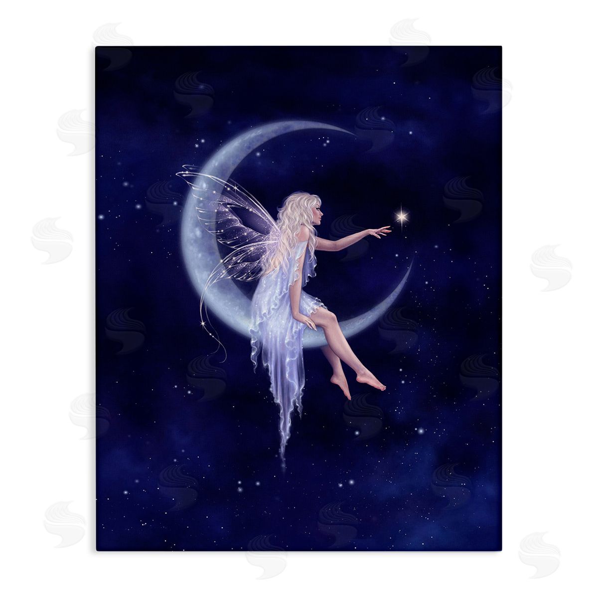 Rachel Anderson Fairy & Crescent Moon Canvas Wall Art Print