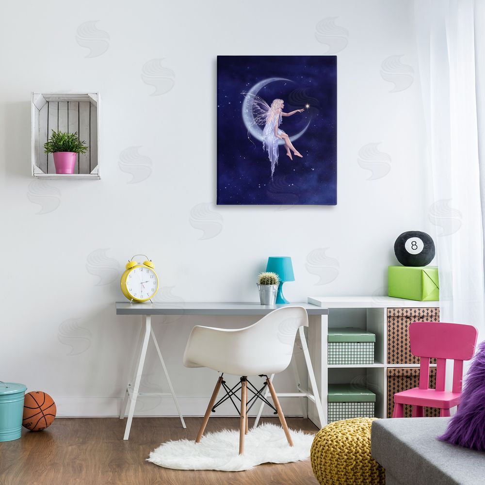 Rachel Anderson Fairy & Crescent Moon Canvas Wall Art Print in Room