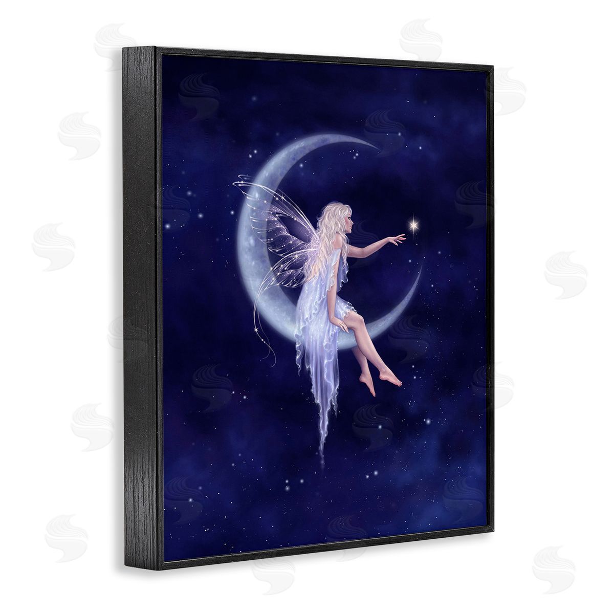 Rachel Anderson Fairy & Crescent Moon Black Framed Giclee Wall Art Print