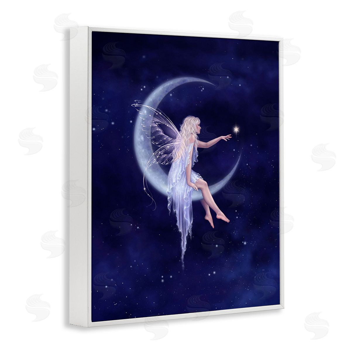 Rachel Anderson Fairy & Crescent Moon White Framed Giclee Wall Art Print