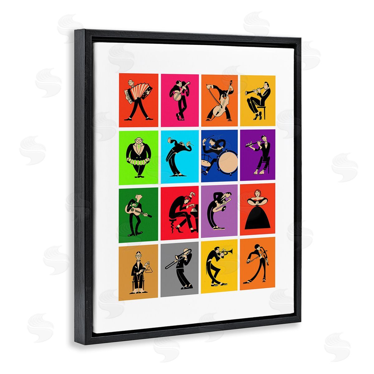 Mark Rogan Modern Orchestra Musicians Black Floating Frame Canvas Wall Art Print