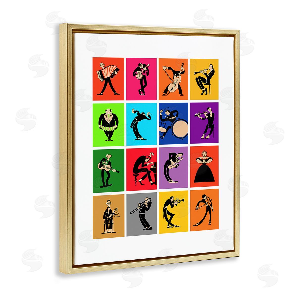 Mark Rogan Modern Orchestra Musicians Gold Floating Frame Canvas Wall Art Print