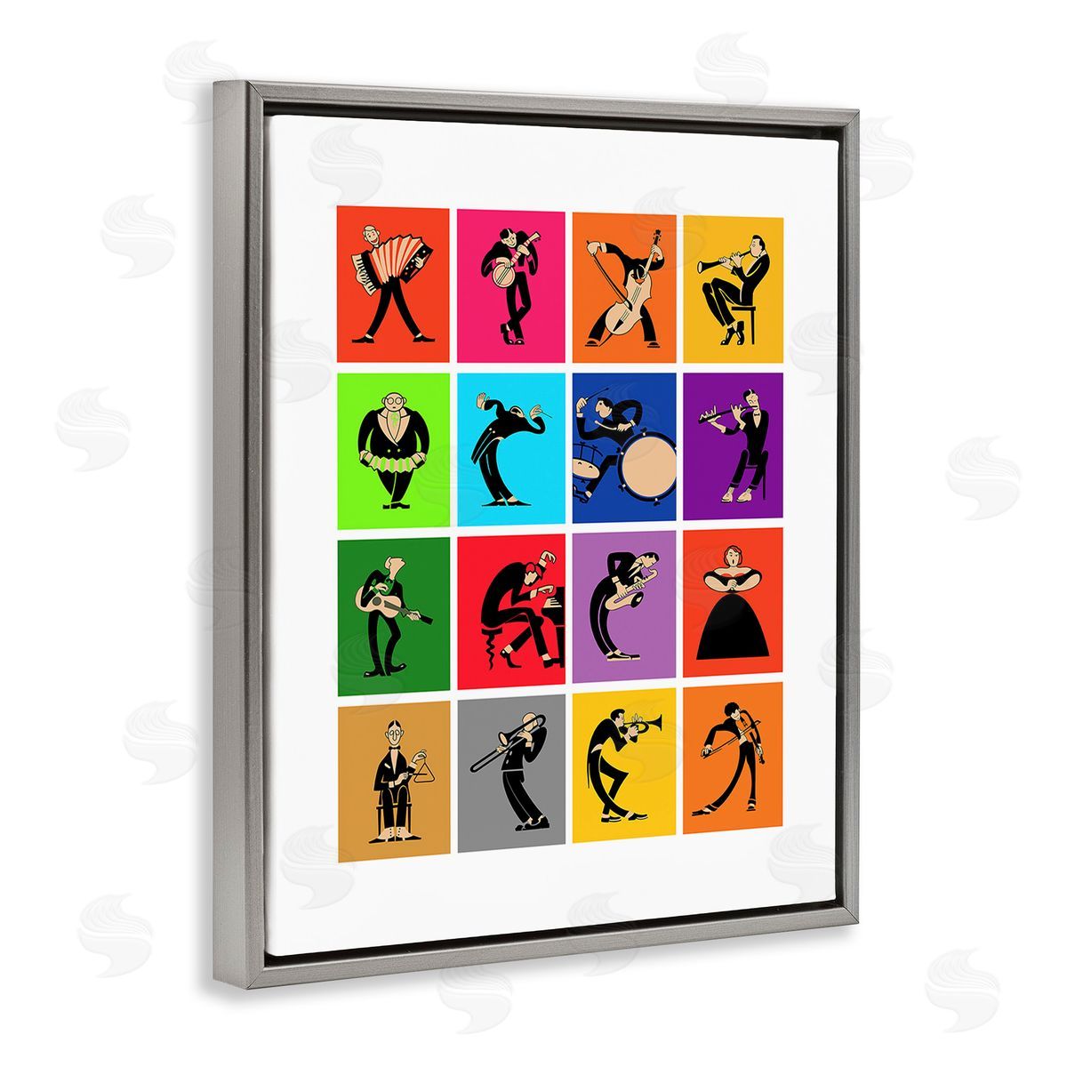 Mark Rogan Modern Orchestra Musicians Gray Floating Frame Canvas Wall Art Print