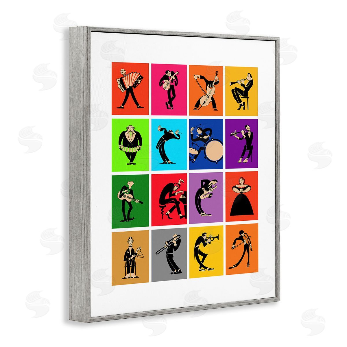 Mark Rogan Modern Orchestra Musicians Gray Framed Giclee Wall Art Print