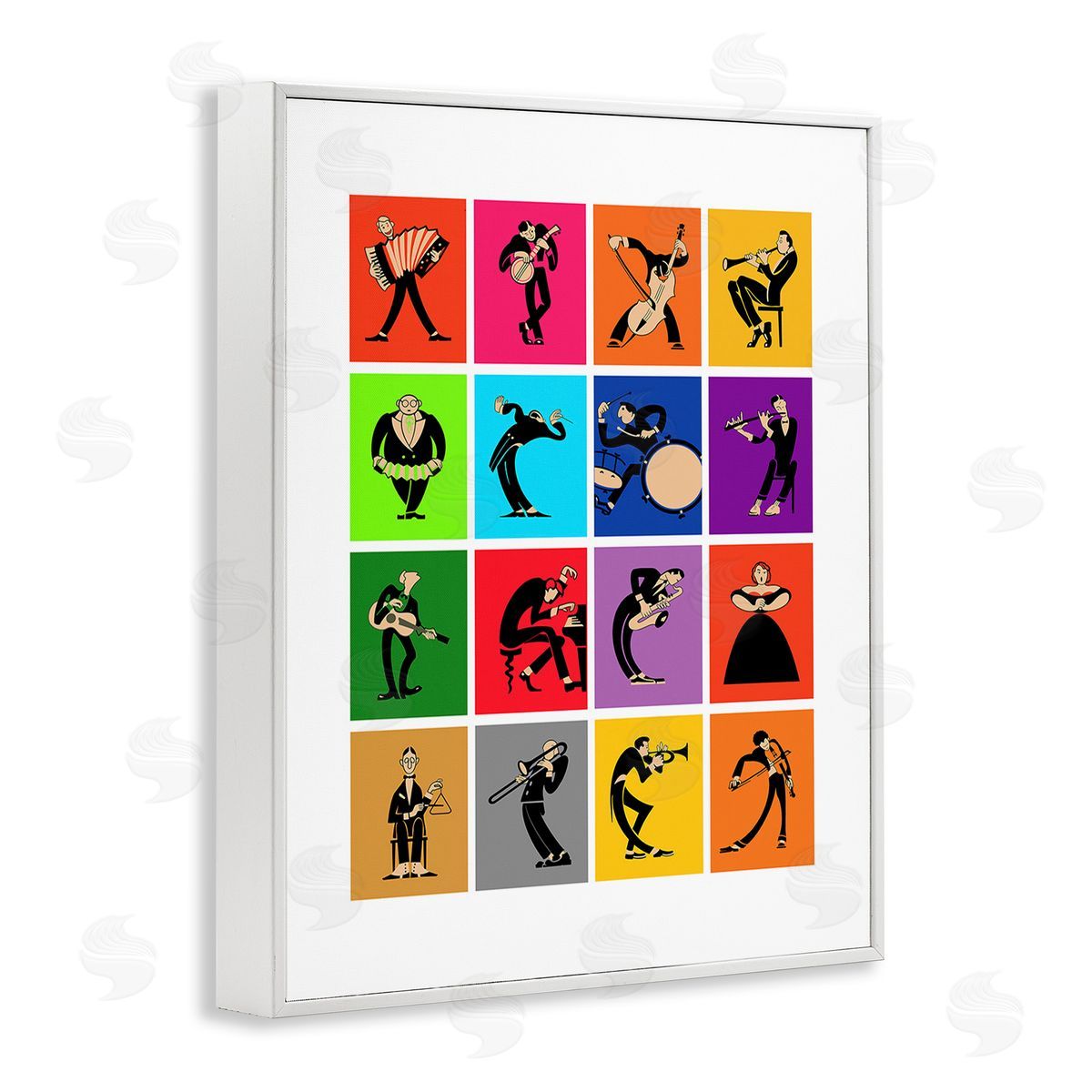 Mark Rogan Modern Orchestra Musicians White Framed Giclee Wall Art Print