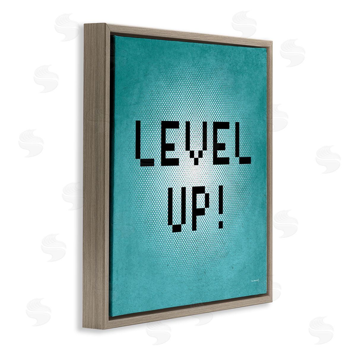 Yass Naffas Designs Level Up Vintage Pixels Brown Floating Frame Canvas Wall Art Print