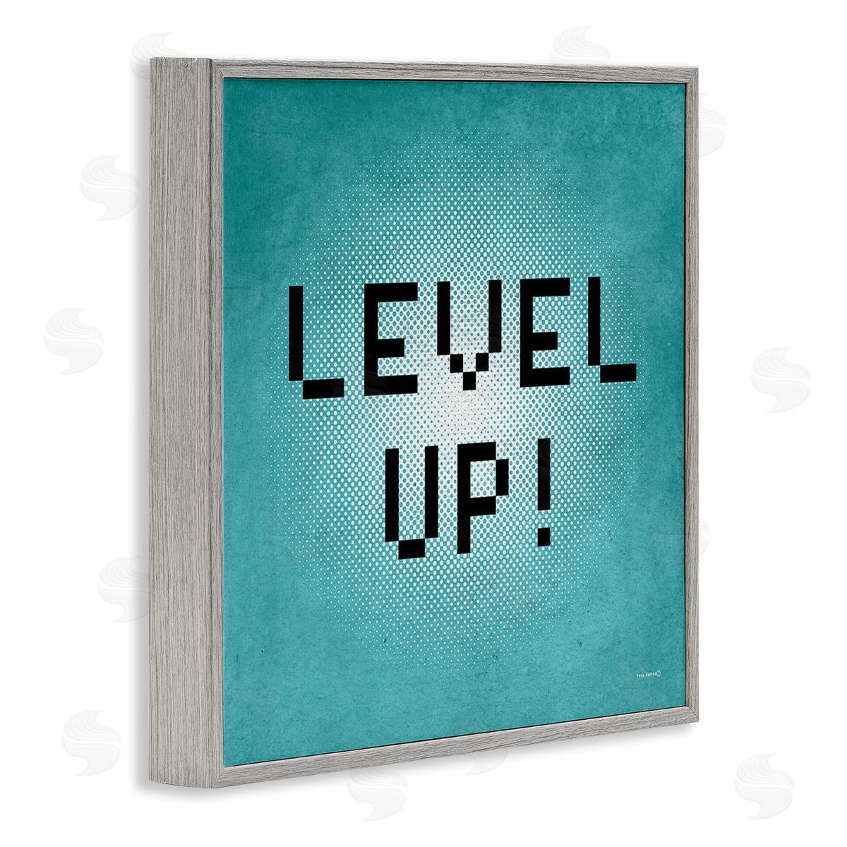Yass Naffas Designs Level Up Vintage Pixels Gray Framed Giclee Wall Art Print