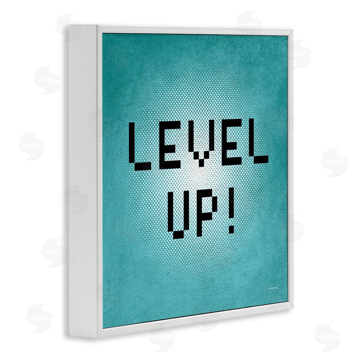 Yass Naffas Designs Level Up Vintage Pixels White Framed Giclee Wall Art Print
